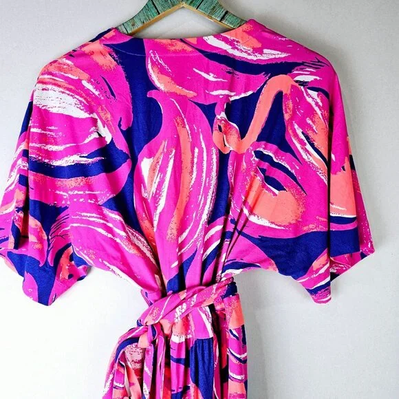 Lilly Pulitzer Amoritta Wrap Dress in Bomber Blue Plume, Bright Colors, Size S - Picture 8 of 10